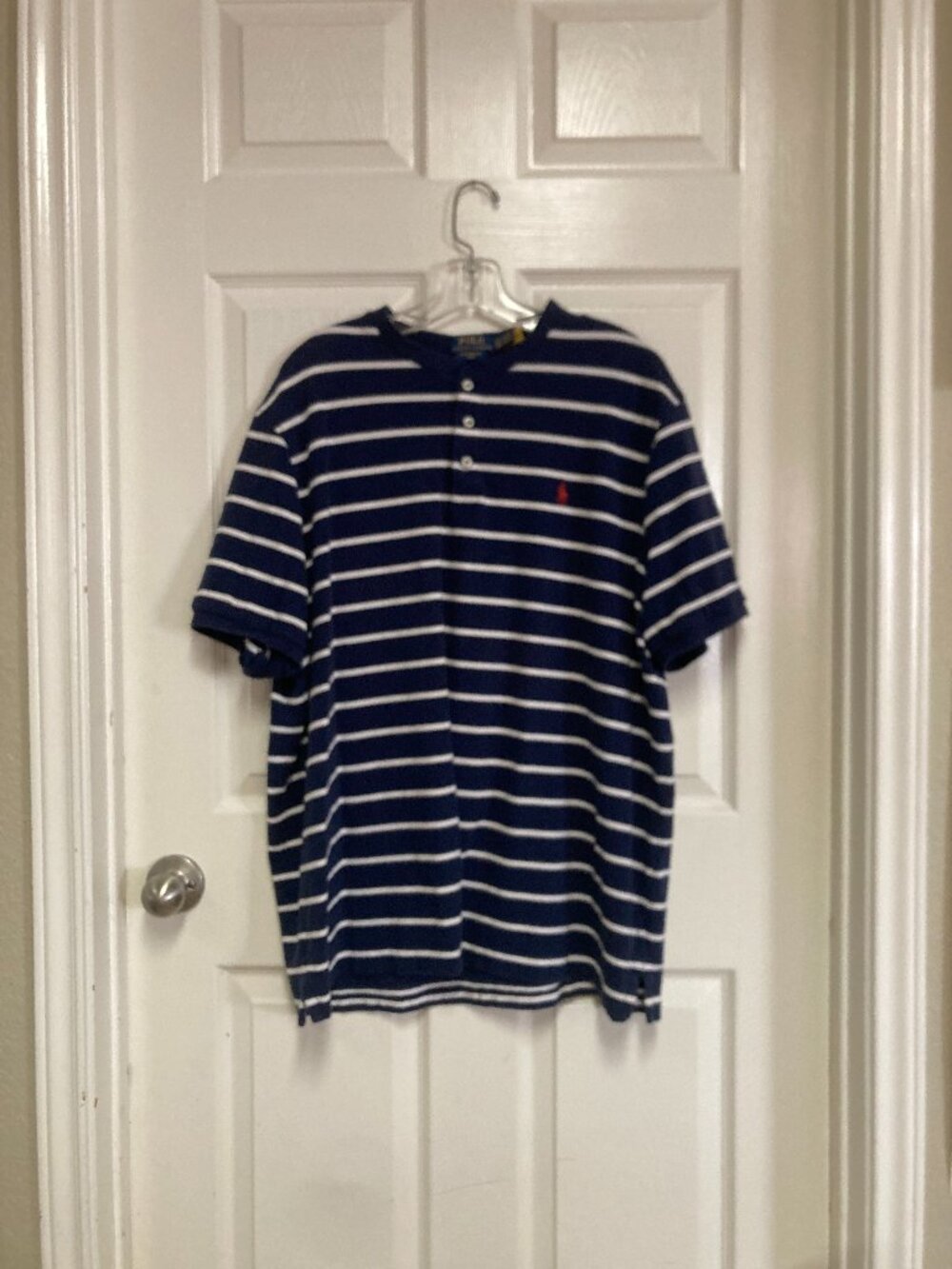 Polo Ralph Lauren Blue and White Striped Henley T-Shirt Men's Size XXL TTG EEG